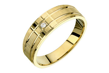 3/100 Carat Yellow Gold Engraved Diamond Wedding Band Alain Raphael
