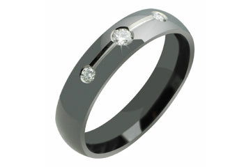 3/20 Carat Black Titanium Ring with Three Diamonds Alain Raphael