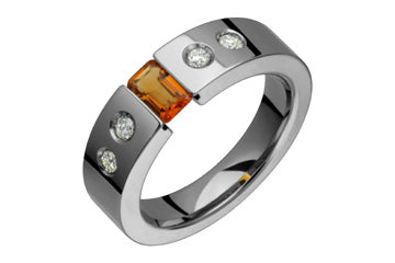 3/20 Carat Diamond & Octagon Citrine Titanium Ring Alain Raphael