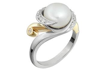 3/20 Carat Diamond & Pearl Two-Tone Ring Alain Raphael
