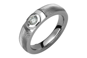 3/20 Carat Diamond Titanium Ring with Semi-Circular Engraving Alain Raphael