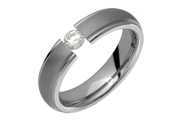 3/20 Carat Tension Set Diamond Grooved Titanium Ring Alain Raphael