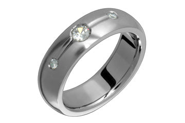 3/20 Carat Three Stone Diamond Engraved Titanium Ring Alain Raphael