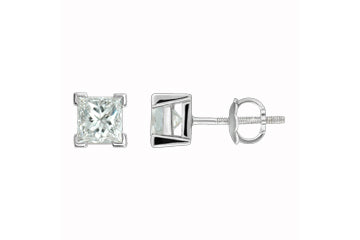 3/20 Carat White Gold 14kt Princess Cut Diamond Earrings Alain Raphael