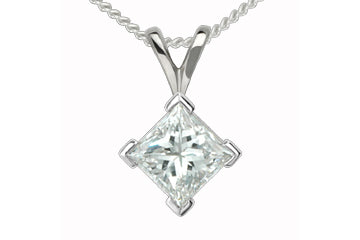 3/20 Carat White Gold 14kt Princess Cut Diamond Pendant Alain Raphael