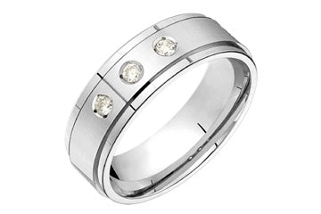 3/20 Carat White Gold 14kt Wedding Band with Trio Diamonds Alain Raphael