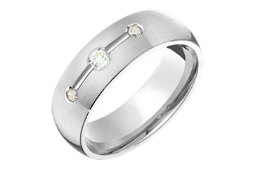 3/20 Carat White Gold Diamond Wedding Band with Center Groove Alain Raphael