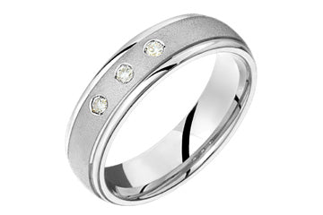 3/20 Carat Yellow Gold 14kt Diamond Wedding B and with Grooved Edges Alain Raphael