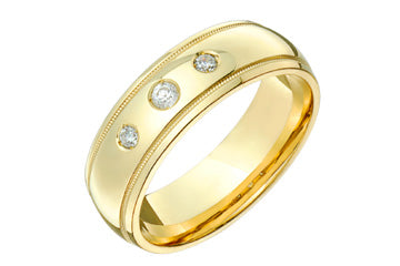 3/25 Carat 14kt Yellow Gold Three Diamond Wedding Band Alain Raphael
