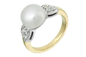 3/25 Carat Diamond & Button Pearl Two-Tone Ring Alain Raphael