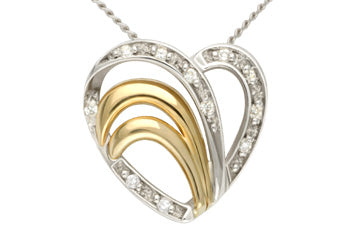 3/25 Carat Diamond Two Tone Heart Pendant With Chain Alain Raphael