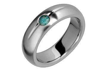 3/25 Carat Engraved Titanium Ring with Green Diamond Alain Raphael