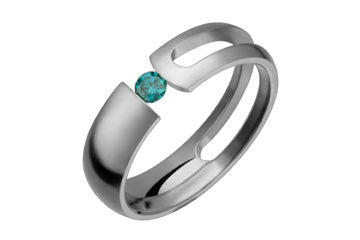 3/25 Carat Green Diamond Tension Set Titanium Ring Alain Raphael