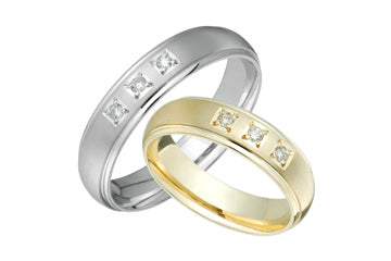 3/25 Carat Matching Yellow & White Gold Diamond Wedding Bands Alain Raphael