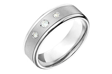 3/25 Carat White Gold 14kt Three Diamond Wedding Band Alain Raphael