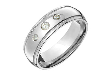 3/25 Carat White Gold Three Diamond Wedding Band Alain Raphael
