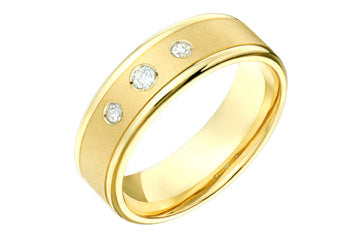 3/25 Carat Yellow Gold Three Diamond Wedding Band Alain Raphael