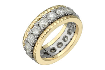 3 3/5 Carat Diamond Eternity Ring & Yellow Gold Perle Bands Alain Raphael