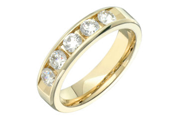 3/4 Carat Diamond 5-Stone Yellow Gold Semi-Eternity Ring Alain Raphael
