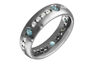 3/4 Carat Diamond & Blue Diamond Eternity Titanium Ring Alain Raphael