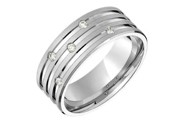 3/40 Carat Scattered Grooved White Gold Diamond Wedding Band Alain Raphael