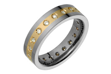 3/5 Carat Diamond Titanium & Yellow Gold Inlay Ring Alain Raphael