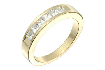3/5 Carat Princess Cut Diamond Semi-Eternity Yellow Gold Ring Alain Raphael