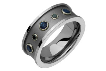 3/50 Carat Black Diamond & Blue Sapphire Titanium Ring Alain Raphael
