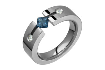 3/50 Carat Diamond & Blue Sapphire Illusion Titanium Ring Alain Raphael