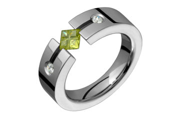 3/50 Carat Diamond & Peridot Illusion Titanium Ring Alain Raphael