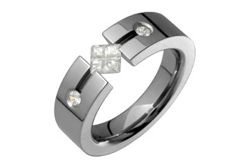 3/50 Carat Diamond & Square Cubic Illusion Titanium Ring Alain Raphael