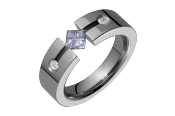 3/50 Carat Diamond & Square Lavender Illusion Titanium Ring Alain Raphael