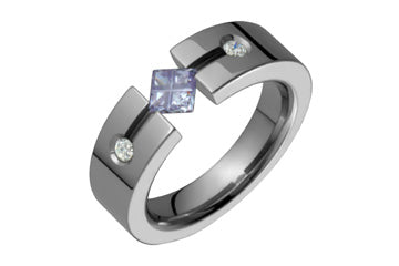 3/50 Carat Diamond & Square Lavender Illusion Titanium Ring Alain Raphael