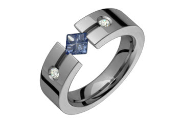 3/50 Carat Diamond & Tanzanite Illusion Titanium Ring Alain Raphael