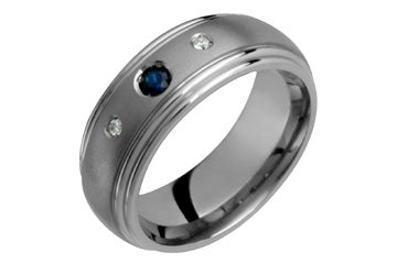3/50 Carat Genuine Blue Sapphire & Diamond Titanium Ring Alain Raphael