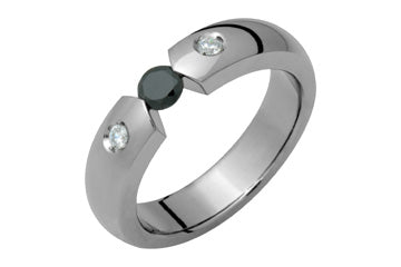 3/50 Carat Tension Set Black Cubic & Diamond Titanium Ring Alain Raphael