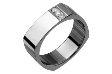 3/50 Carat Three Diamond Square Titanium Ring Alain Raphael