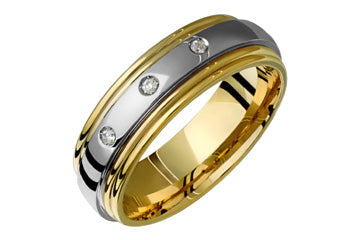 3/50 Carat Two-Tone 14kt Three Diamond Wedding Band Alain Raphael