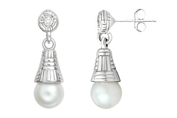 3/50 Carat White Gold 14kt Cultured Pearl and Diamond Earrings Alain Raphael