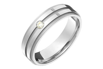 3/50 Carat White Gold Engraved 14kt Wedding Band with Diamond Alain Raphael