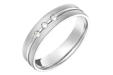 3/50 Carat White Gold Grooved 14kt Diamond Wedding Band Alain Raphael