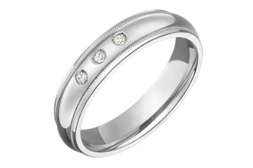 3/50 Carat White Gold Three-Stone Diamond Wedding Band Alain Raphael