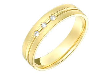 3/50 Carat Yellow Gold 14kt Diamond Wedding Band with Center Groove Alain Raphael