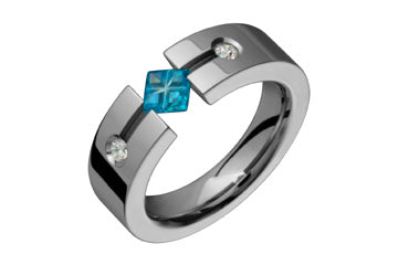 3/50 Diamond & Blue Topaz Illusion Titanium Ring Alain Raphael