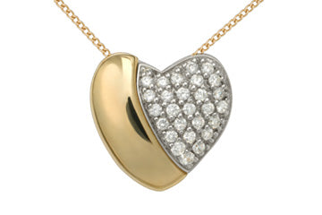 3/7 Carat Diamond Heart Shape 14K Gold Pendant WIth Chain Alain Raphael