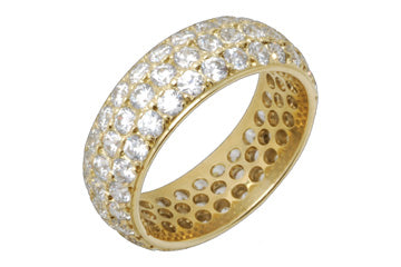 4 1/20 Carat Three Row Diamond Eternity Yellow Gold Ring Alain Raphael