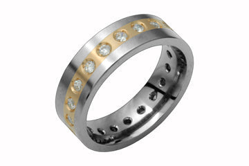 4/10 Carat Diamond Eternity Titanium and Yellow Gold Ring Alain Raphael
