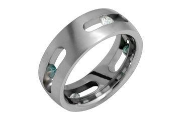 4/10 Carat Green and White Diamond Alternating Titanium Ring Alain Raphael