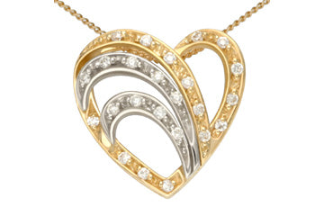 4/11 Carat Two Tone 14K Diamond Heart Pendant With Chain Alain Raphael