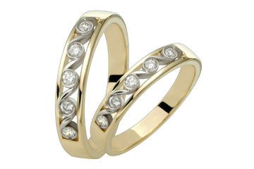 4/25 Carat Diamond Two Tone Matching Wedding Band Set Alain Raphael